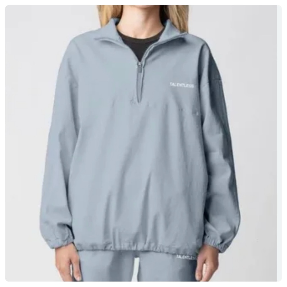 NWOT Talentless Twill Quarter Zip Pullover Shirt Jacket Smoke Blue Women’s XS